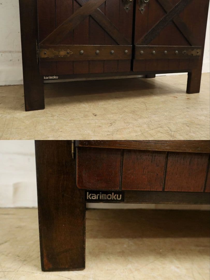 ふぅ〜【オールドカリモク】電話台・サイドキャビネット・収納棚・FAX台
