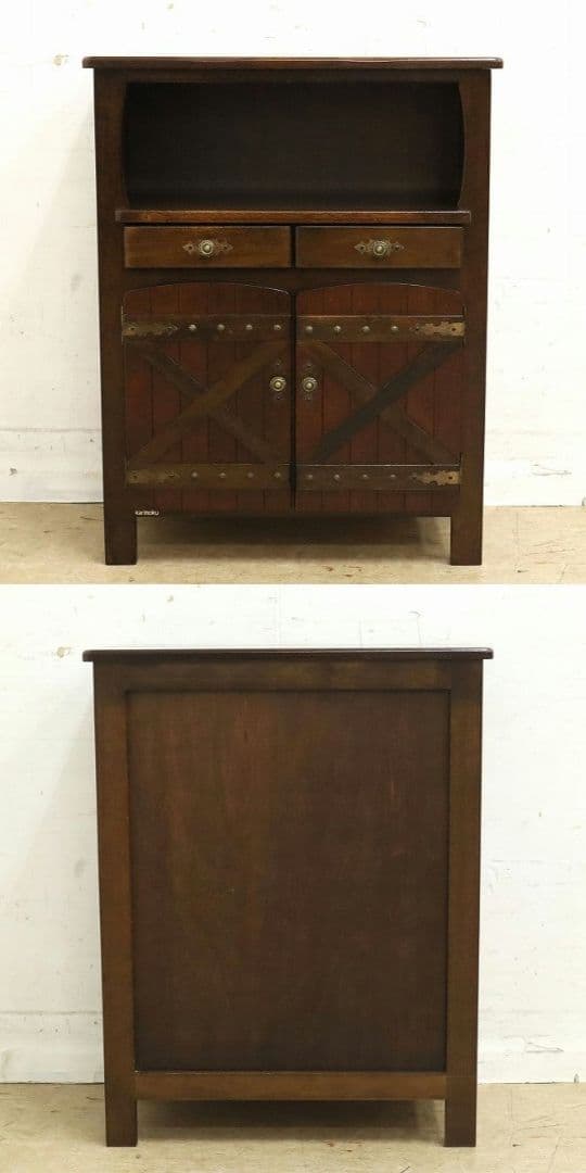 ふぅ〜【オールドカリモク】電話台・サイドキャビネット・収納棚・FAX台