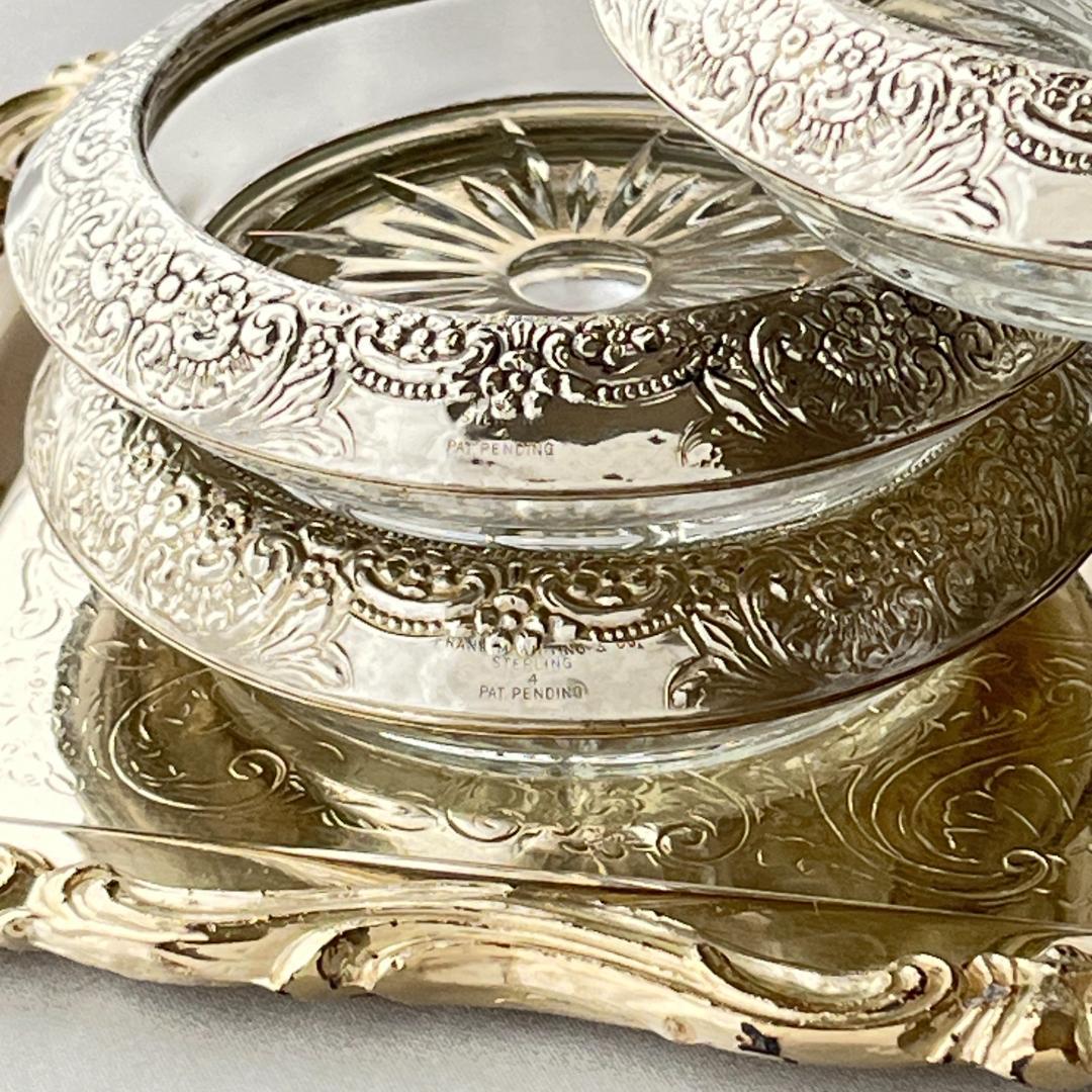 【FRANK M. WHITING】 【純銀/ガラス】コースター 5個組