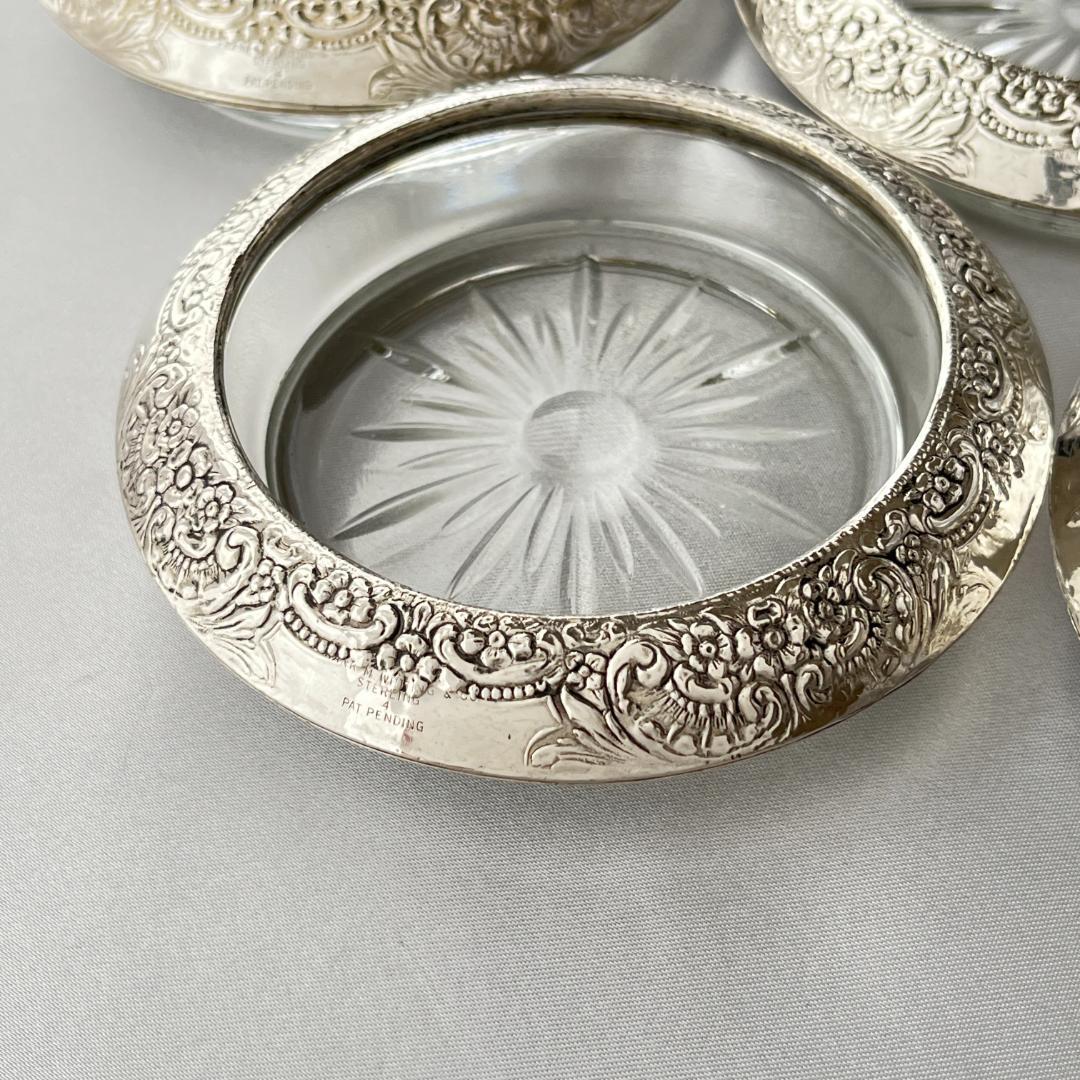 【FRANK M. WHITING】 【純銀/ガラス】コースター 5個組