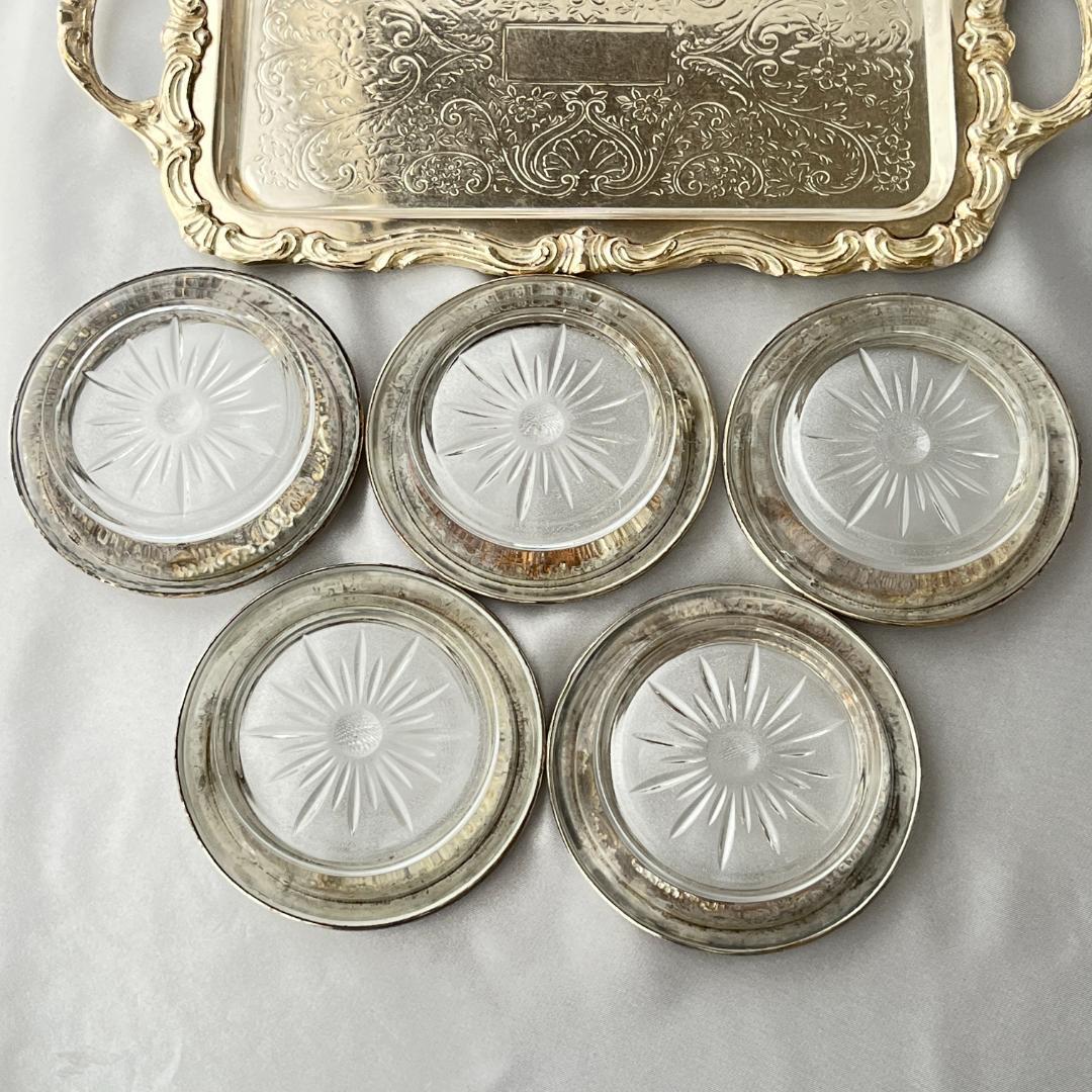 【FRANK M. WHITING】 【純銀/ガラス】コースター 5個組