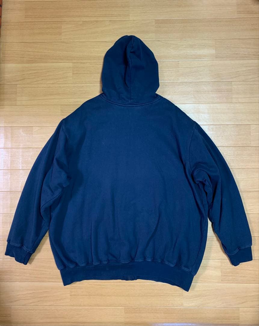 80sUSA KING SIZE裏サーマルパーカーXXLダブルフェイス紺ワッフル