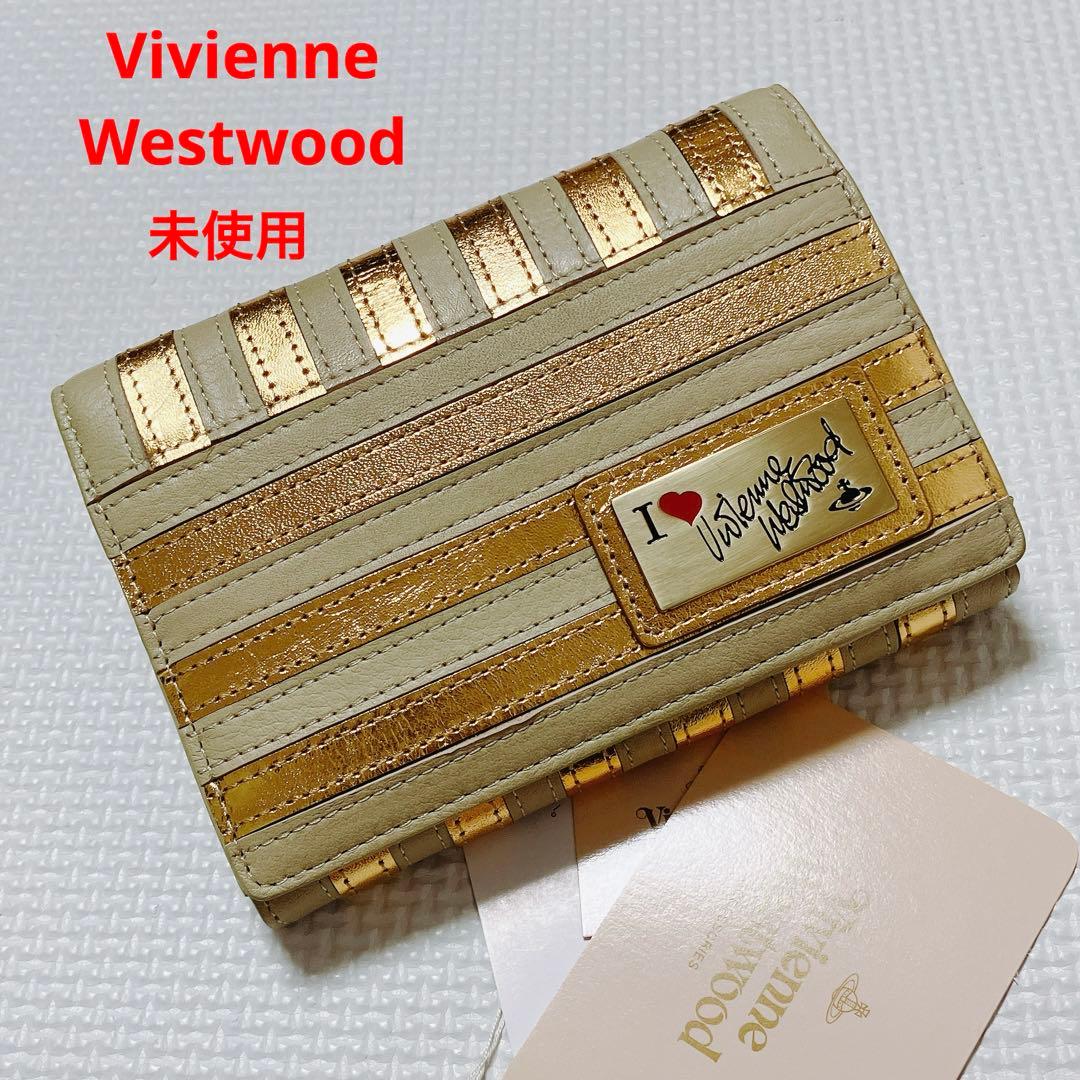 未使用　VivienneWestwood レザー二つ折り財布　マルチカラー