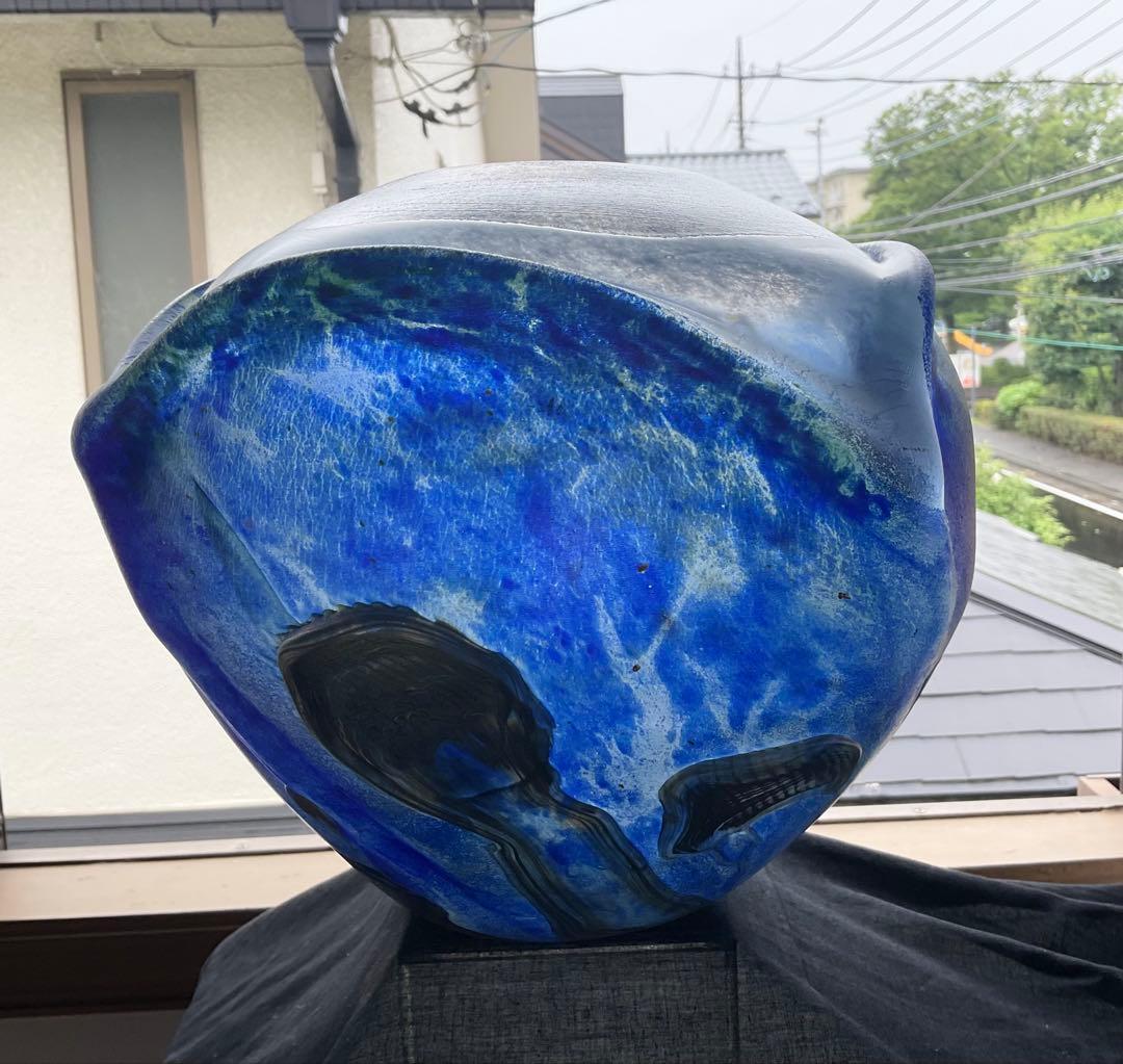 ジャンクロードノヴァロ(仏)1985年フラワーベース(ガラスアート・オブジェ)