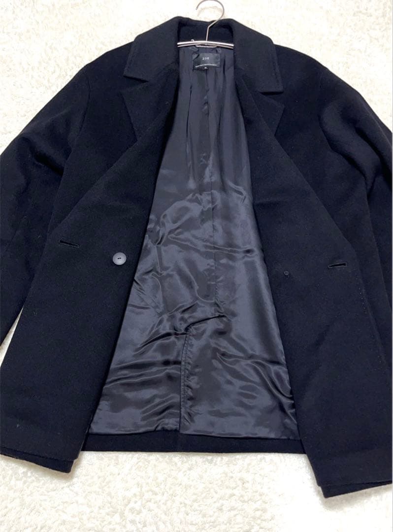 【美品】23区 ウールアンゴラビーバーショートコート チェスターコート 38 黒