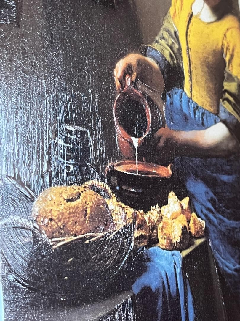 フェルメール　牛乳を注ぐ女　立体複製画　額縁付き