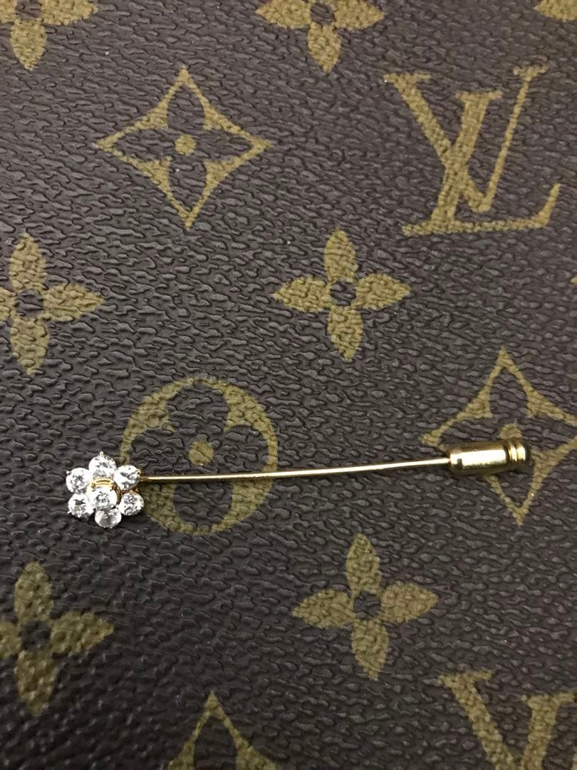 人気商品、k18、フラワーブローチピン