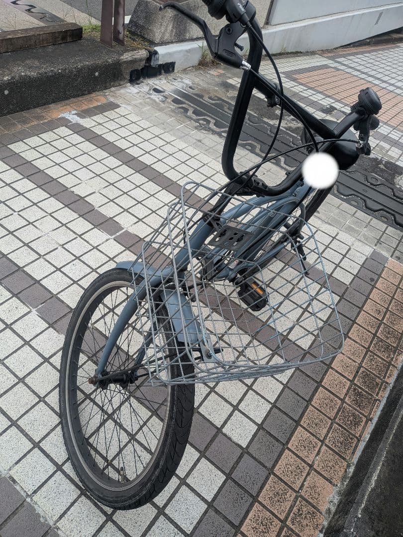 ブルーグレー　ビーチクルーザーKB 24インチ　6段ギアカゴ付き　自転車 訳あり