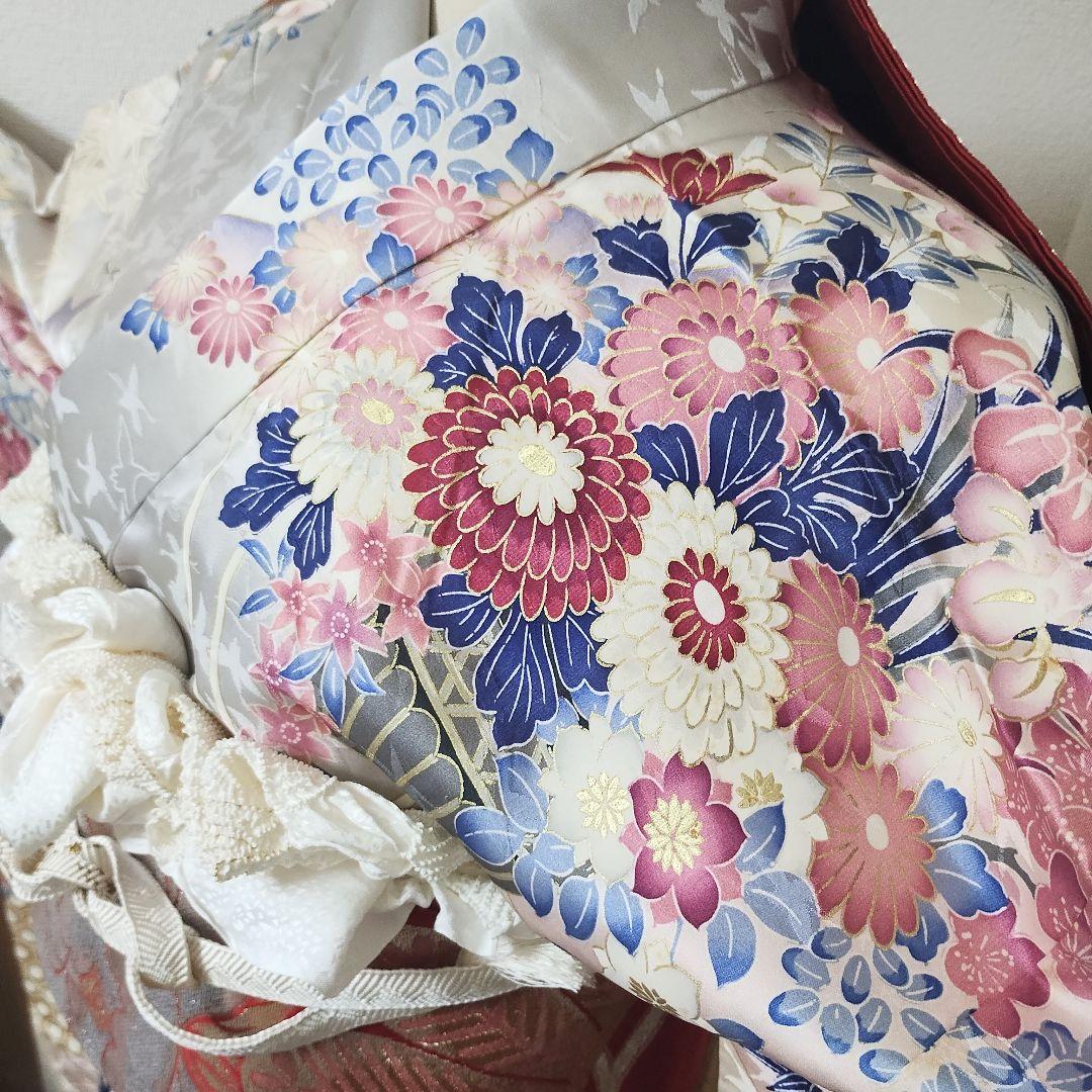 成人式正絹振袖フルセット　シルバー　豪華　華やか　清楚　上品　お嬢様