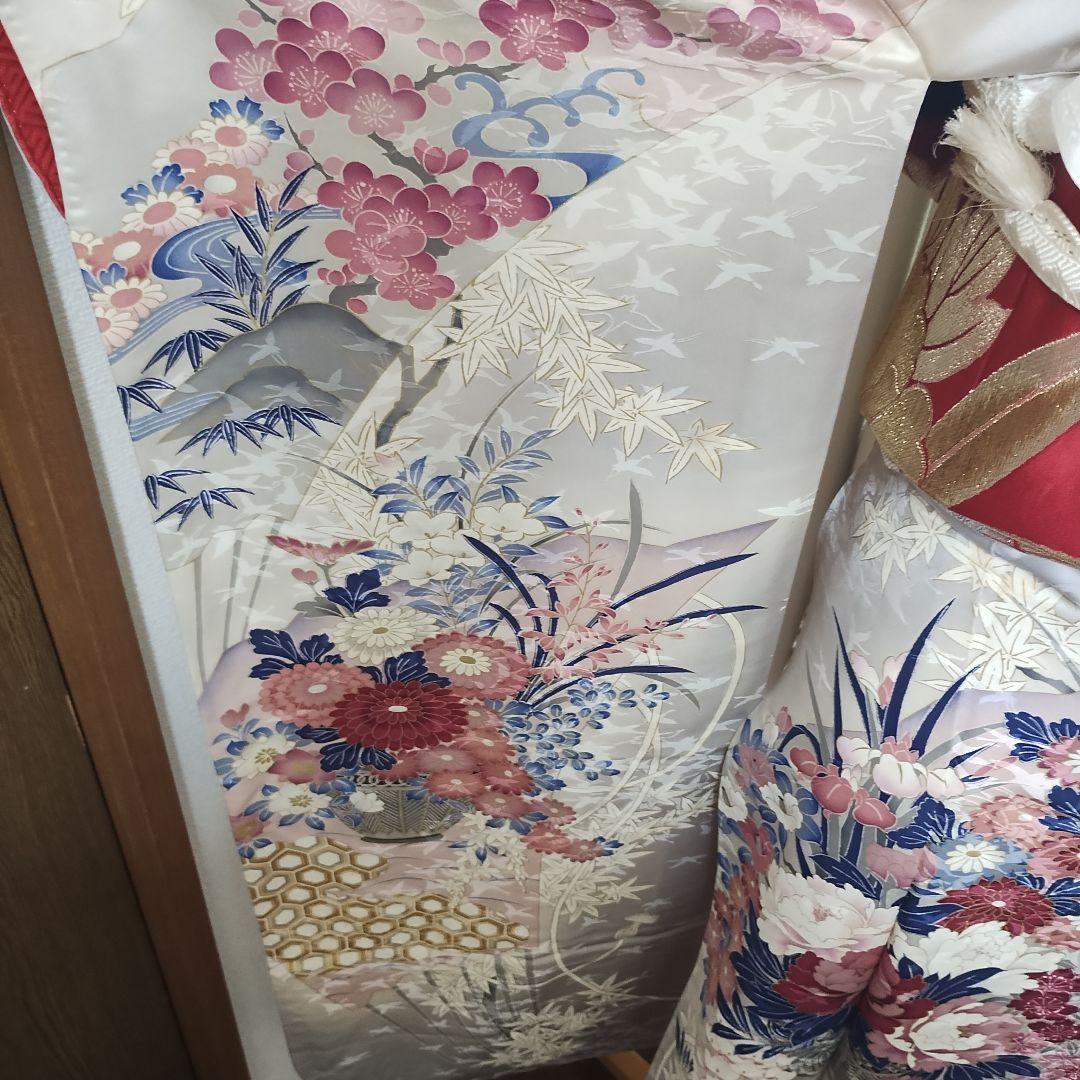 成人式正絹振袖フルセット　シルバー　豪華　華やか　清楚　上品　お嬢様