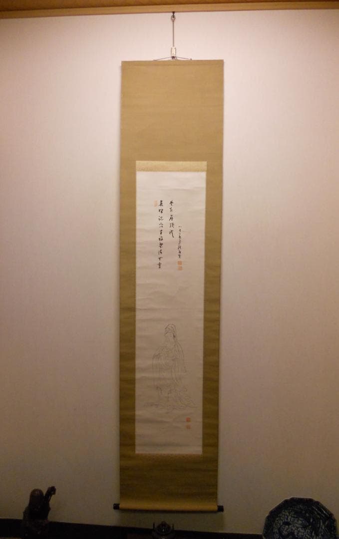 掛け軸 百髪 文殊観音 紙本 希少 軸装 茶道具 掛軸 美品 です。