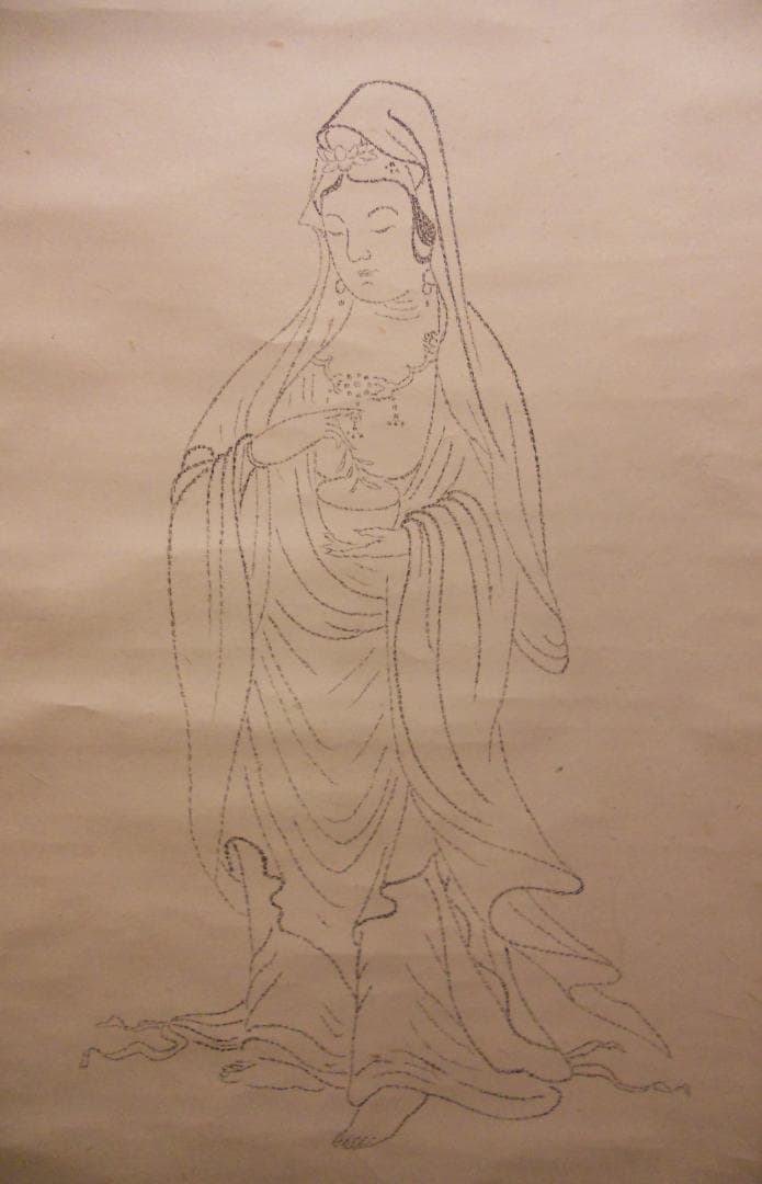 掛け軸 百髪 文殊観音 紙本 希少 軸装 茶道具 掛軸 美品 です。