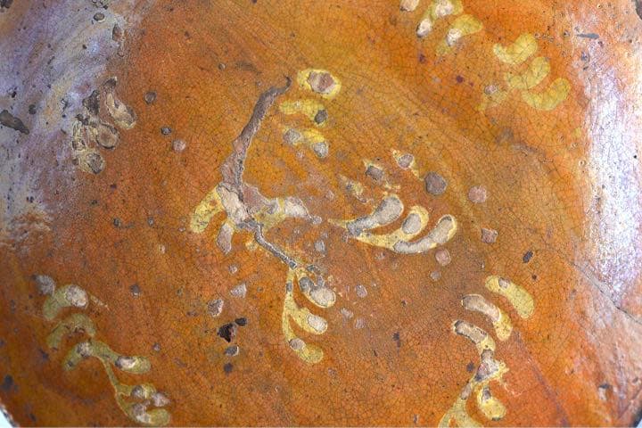 19世紀 アメリカ レッドウェア皿 スリップウェア 古民藝 アンティーク