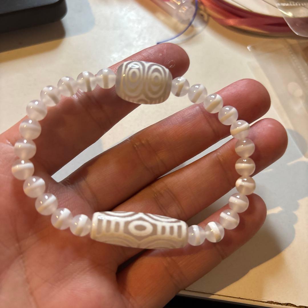 羊脂天珠、白財神龍眼天珠たん、白綿天珠たん！ブレスレット、久しぶり！