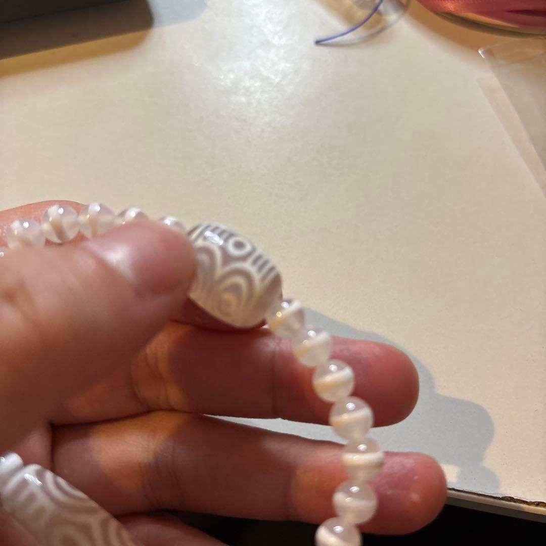 羊脂天珠、白財神龍眼天珠たん、白綿天珠たん！ブレスレット、久しぶり！