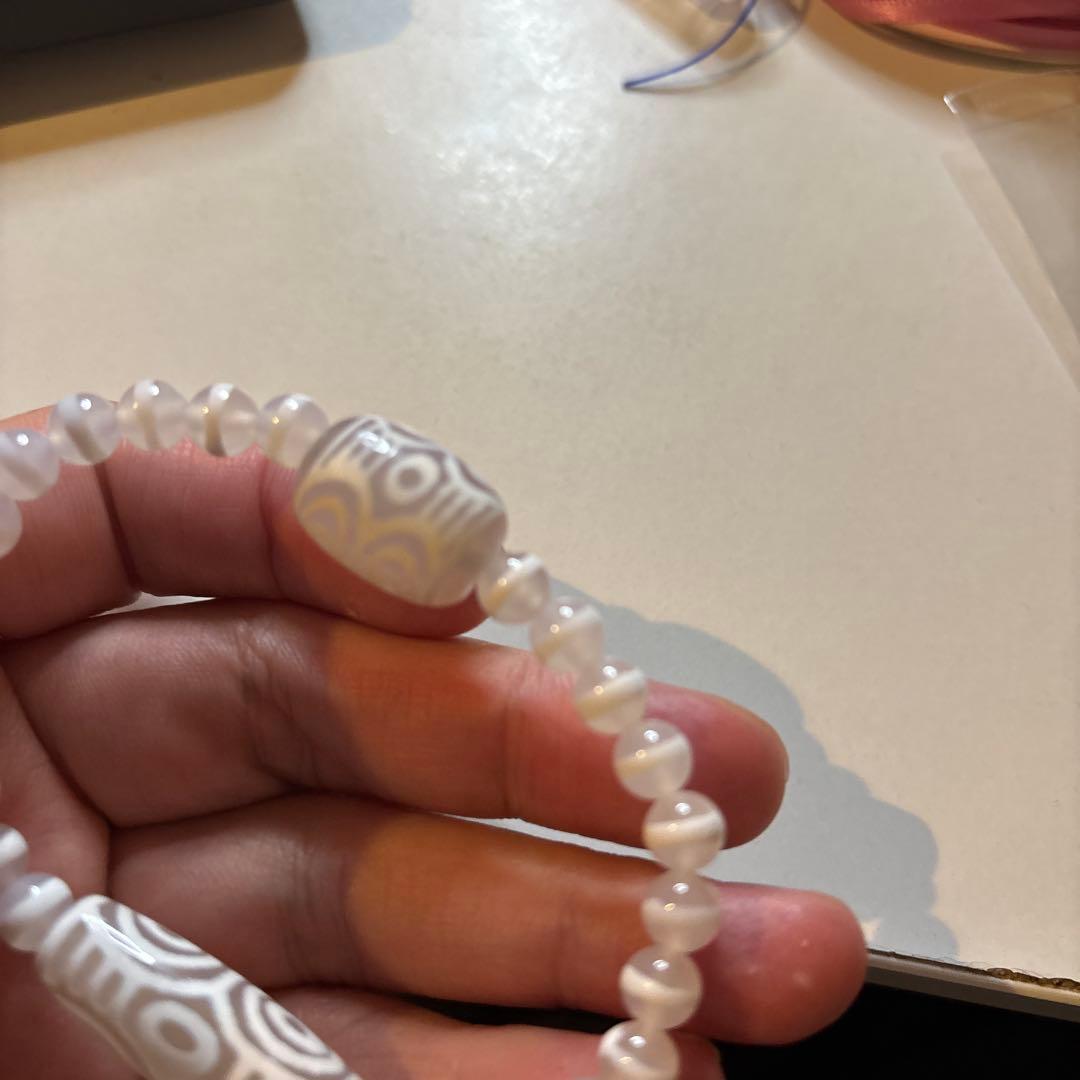 羊脂天珠、白財神龍眼天珠たん、白綿天珠たん！ブレスレット、久しぶり！