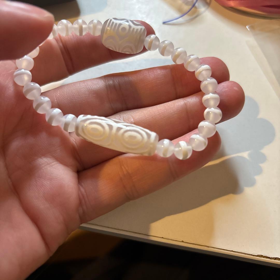 羊脂天珠、白財神龍眼天珠たん、白綿天珠たん！ブレスレット、久しぶり！