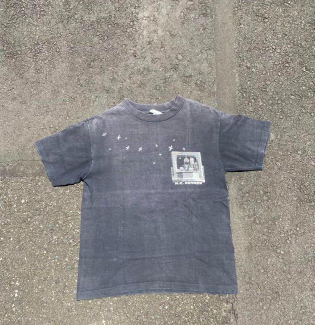 エッシャー　90s USA製　実寸L程度　両面プリント　フェード