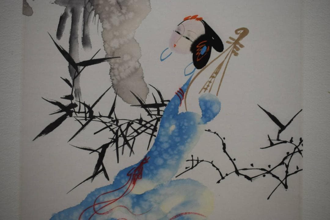 不詳/作者不詳/美人に蘭図/布袋屋掛軸HE-775