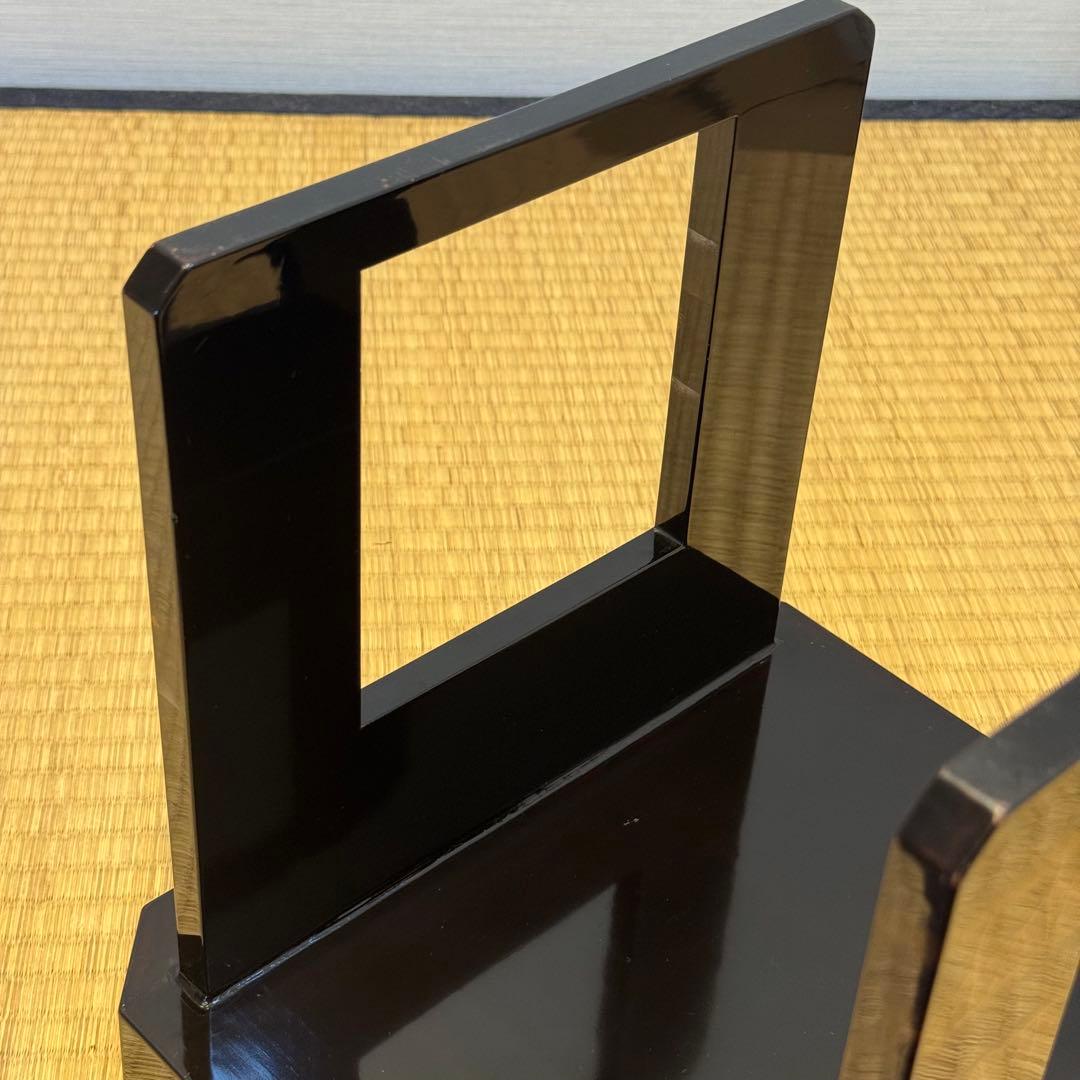 霞に若松研ぎ出し蒔絵 黒塗 脚付御膳 共箱 蔵出し品 / 輪島塗 配膳台 供物台