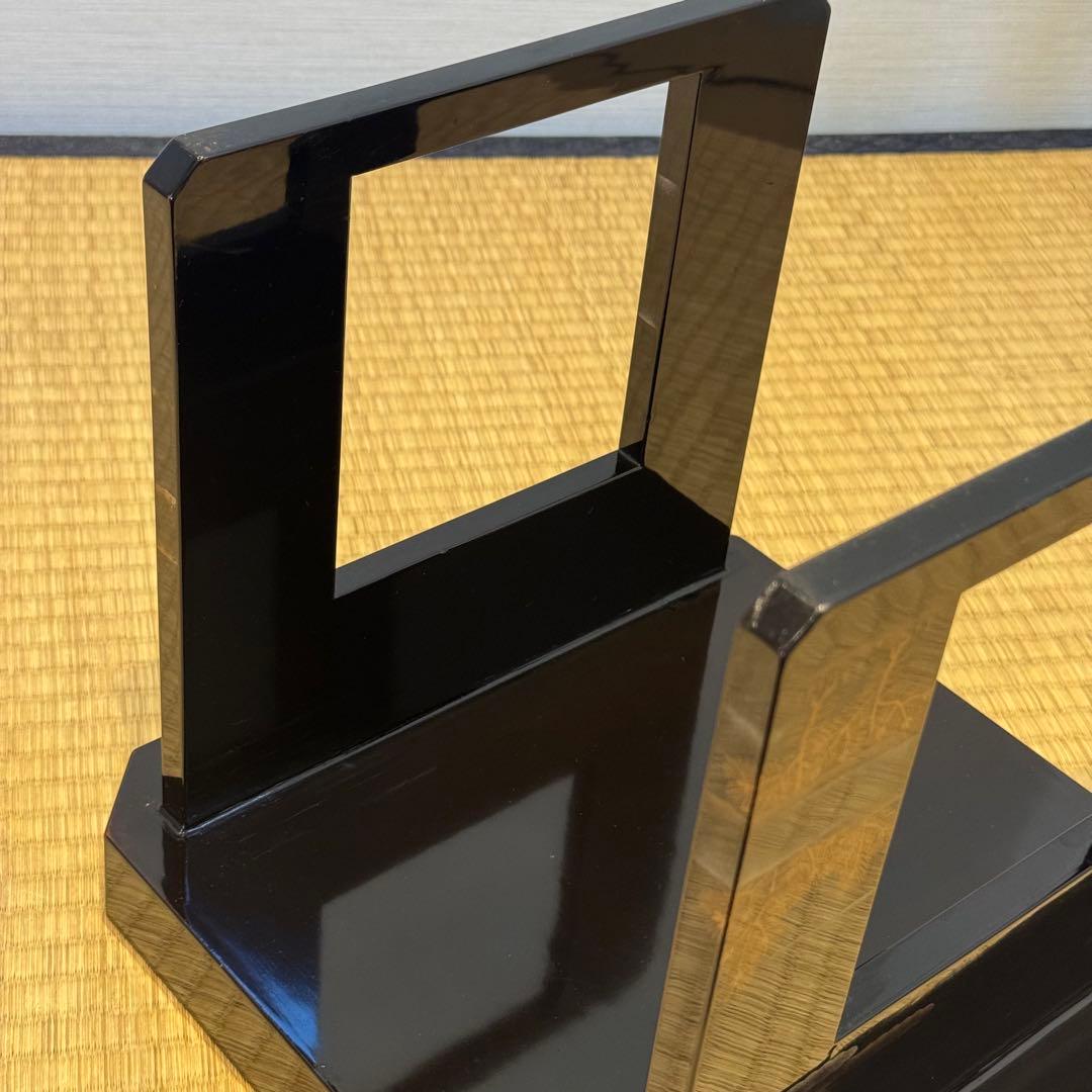 霞に若松研ぎ出し蒔絵 黒塗 脚付御膳 共箱 蔵出し品 / 輪島塗 配膳台 供物台