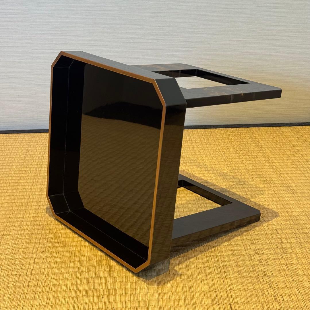 霞に若松研ぎ出し蒔絵 黒塗 脚付御膳 共箱 蔵出し品 / 輪島塗 配膳台 供物台