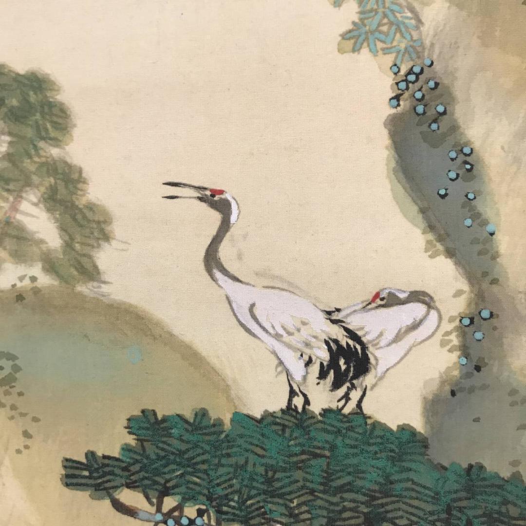 【真作】清泉/蓬莱山図/山水図/祝事山水図/掛軸/名家伝来/AC-284