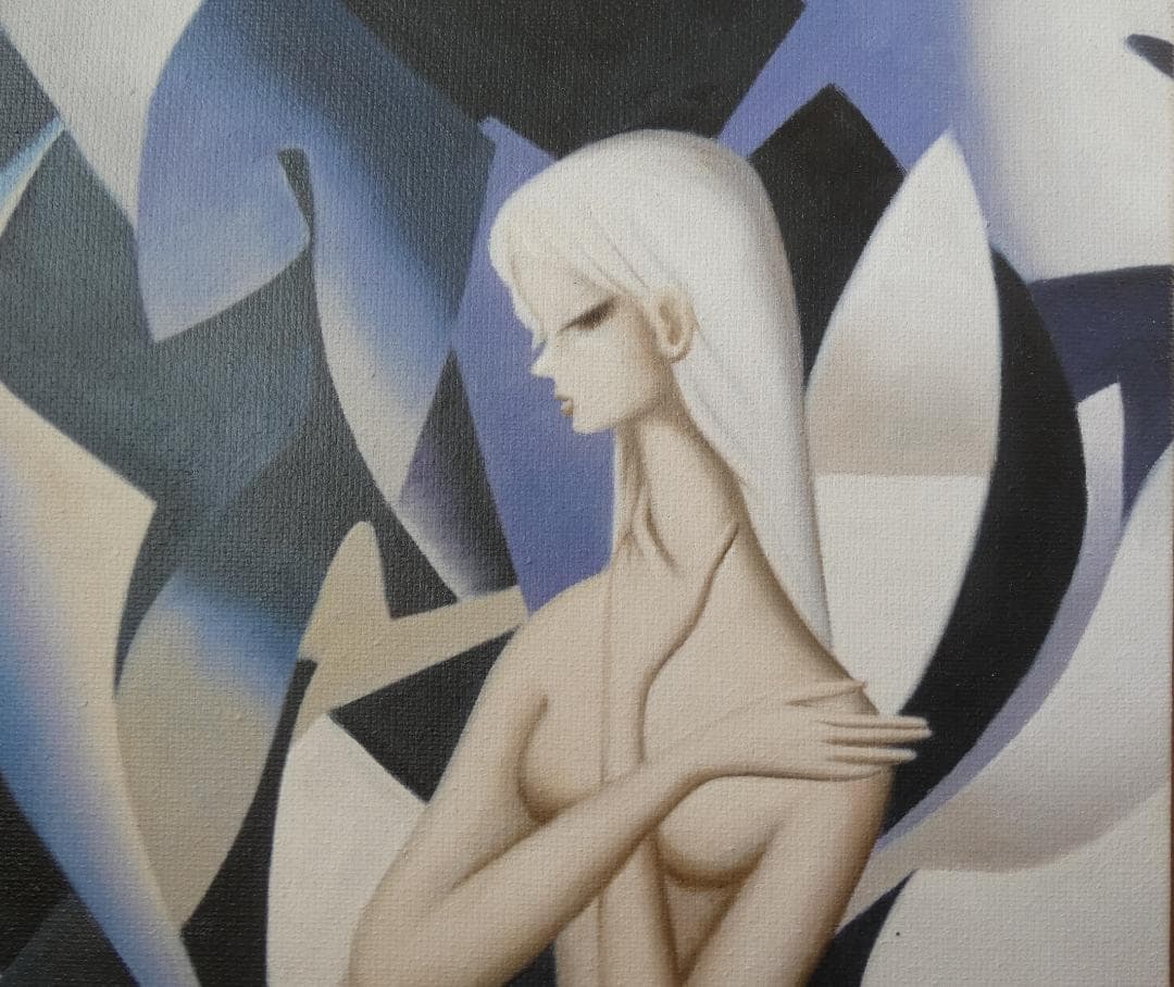 油絵　額付き　東郷青児　【　静がなノラ　】手描き　肉筆 F6