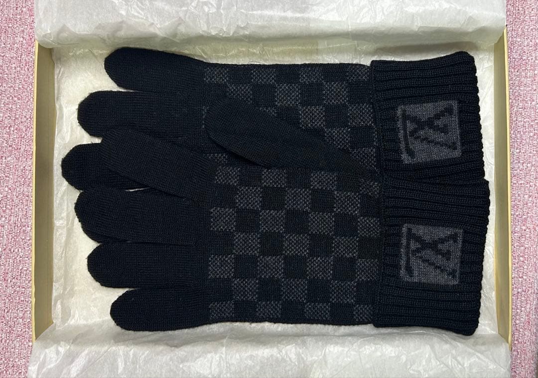Louis Vuitton ブラック ダミエ柄 手袋