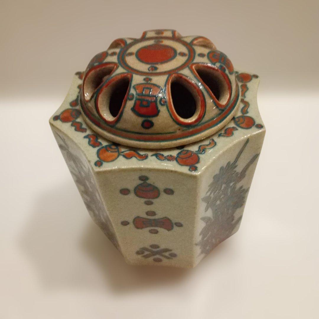 香爐　　松本為作視　花柄八角形