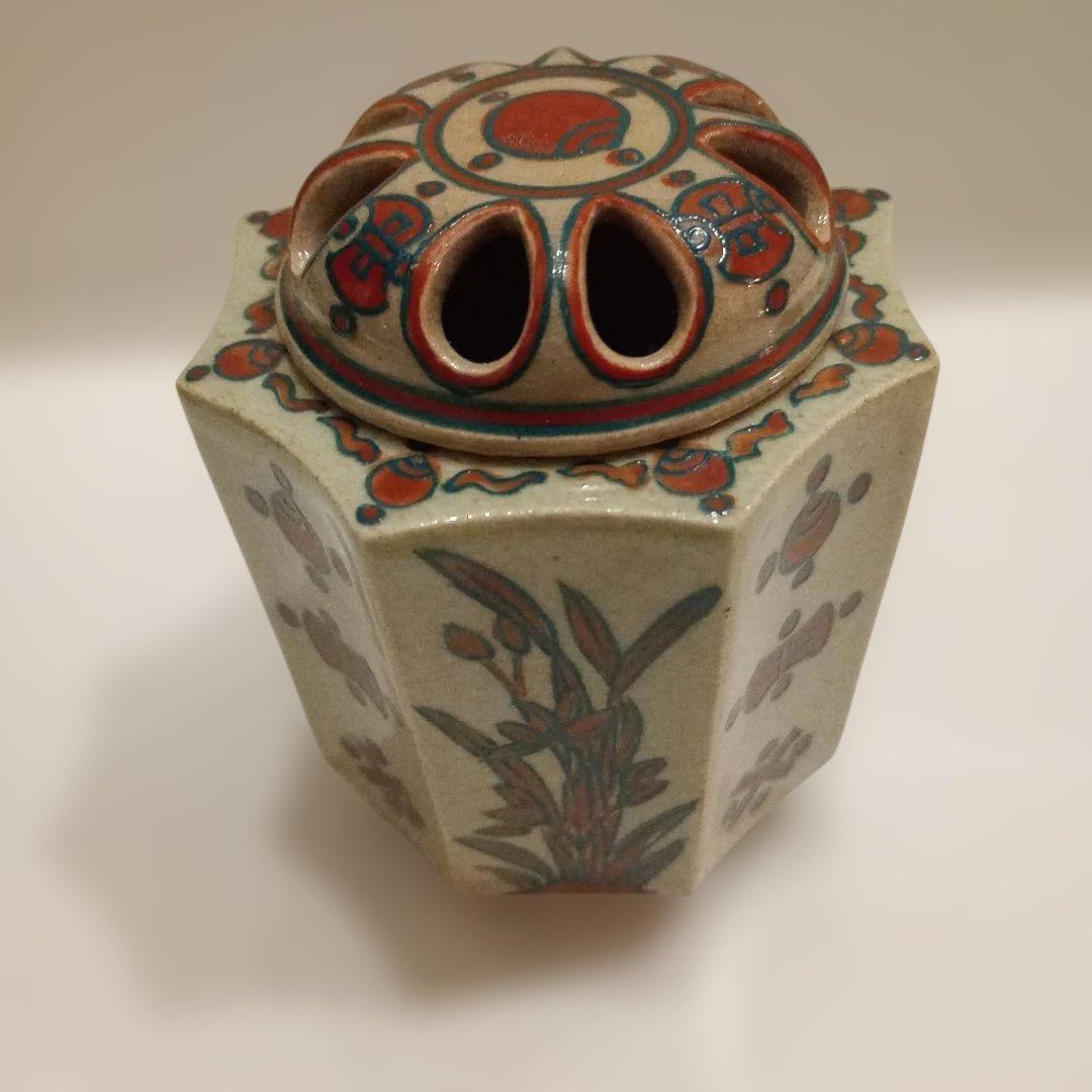 香爐　　松本為作視　花柄八角形