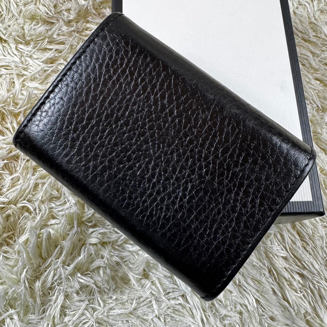 美品✨グッチ　三つ折り財布　マーモント　黒　レザー　付属品完備　523777