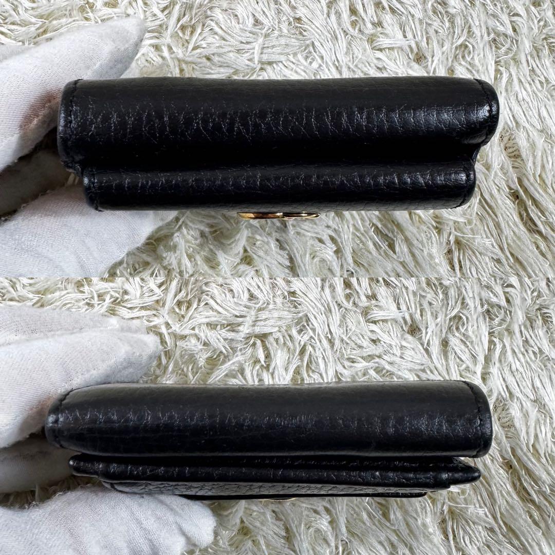 美品✨グッチ　三つ折り財布　マーモント　黒　レザー　付属品完備　523777