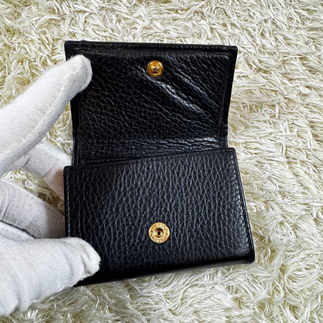 美品✨グッチ　三つ折り財布　マーモント　黒　レザー　付属品完備　523777