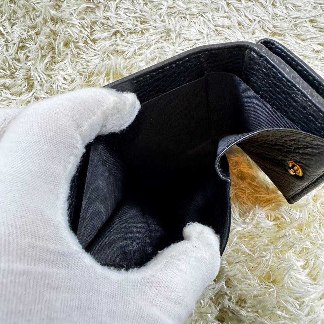 美品✨グッチ　三つ折り財布　マーモント　黒　レザー　付属品完備　523777
