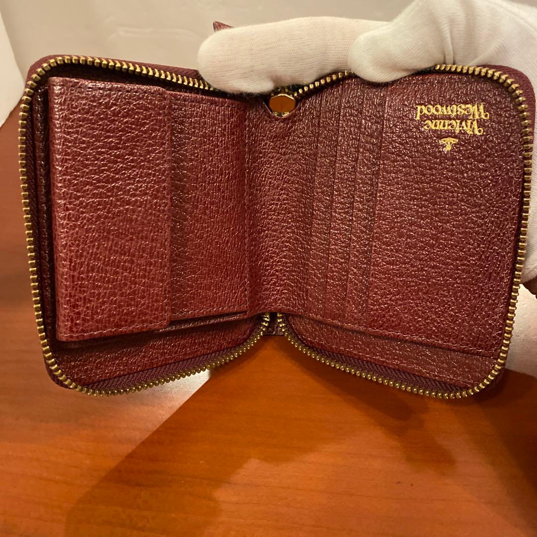 【極美品】ヴィヴィアン ニつ折り財布　金オーブ　エグゼクティブ　ボルドー　赤