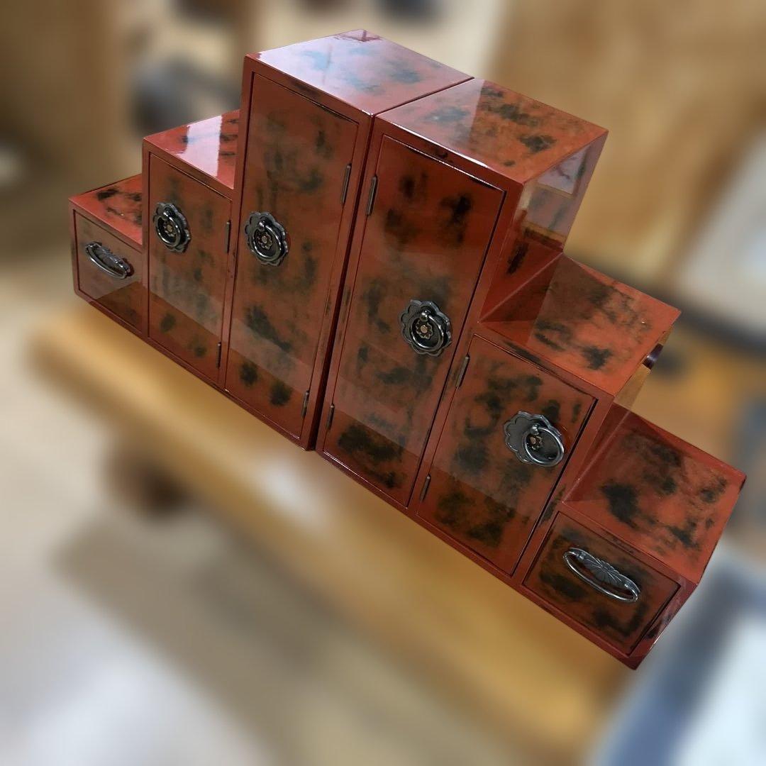 赤い階段型木製箪笥　高級　昭和レトロ　珍品　コレクション