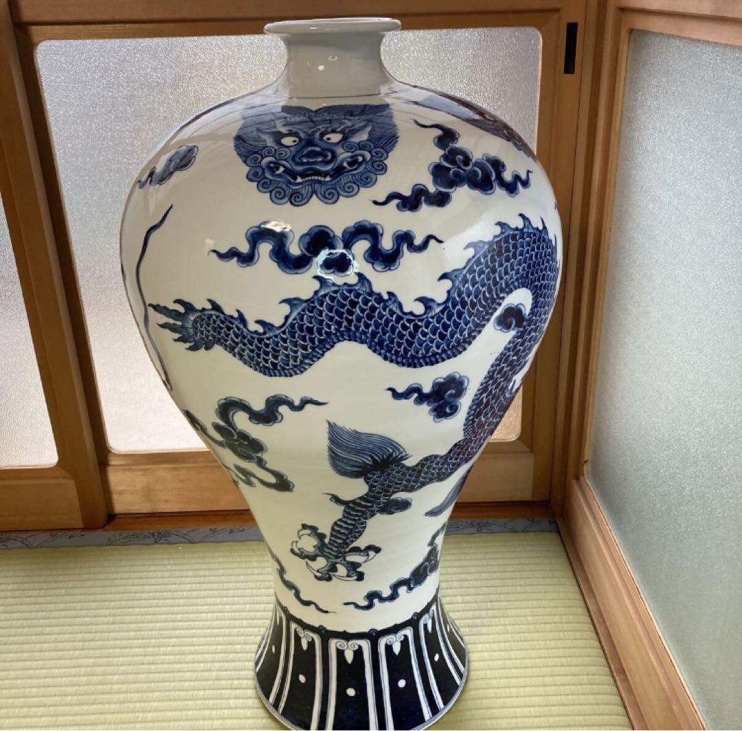 宣徳年製　中国製 龍紋　花瓶 約75cm 壺　特大壺