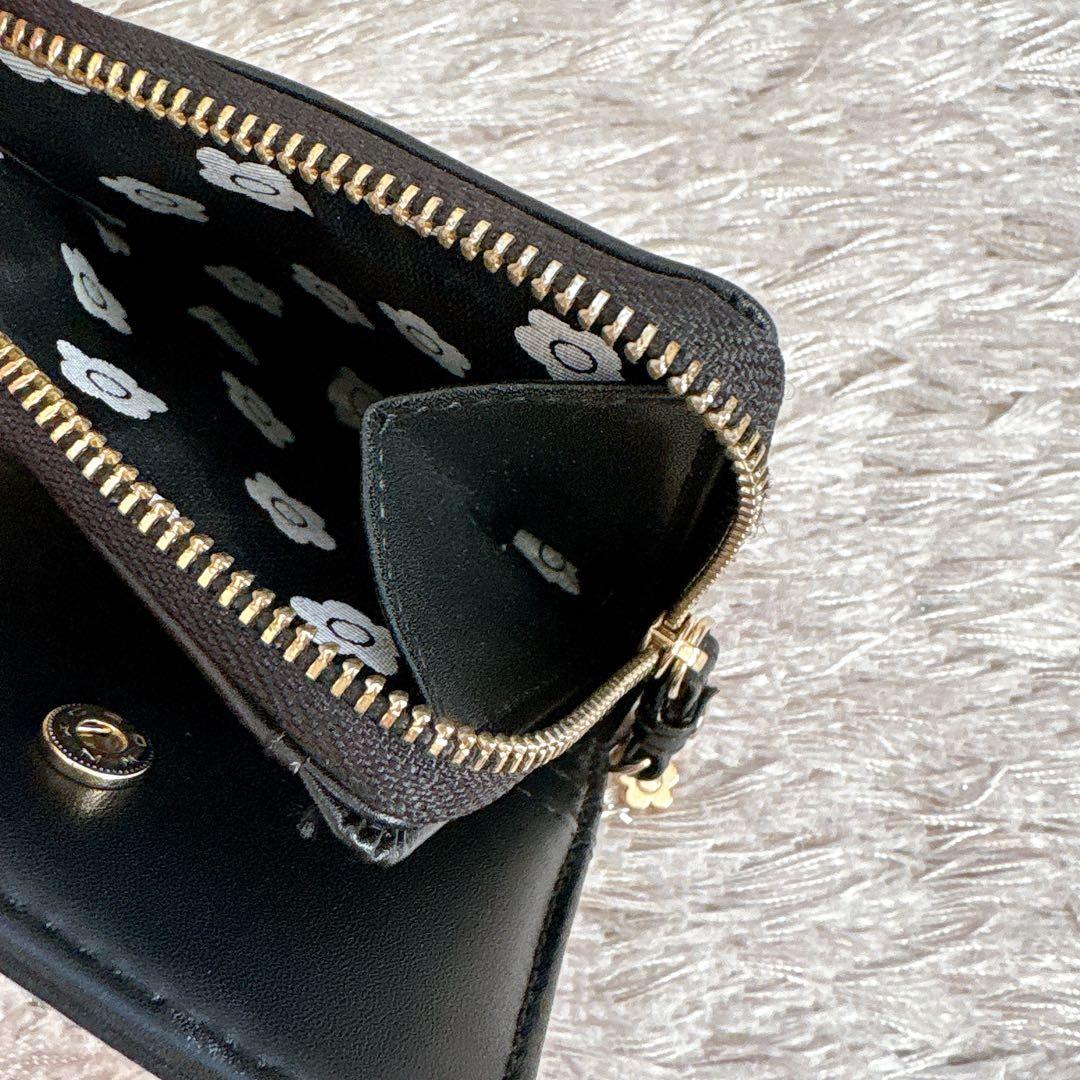 極美品✨MARY QUANT マリークワント 二つ折り財布 デイジー 黒