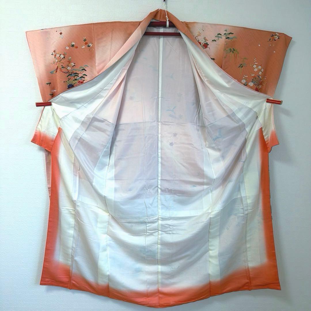 2 振袖フルセット 正絹 ピンク 桃 ピンクベージュ 金彩 暈し染め お上品