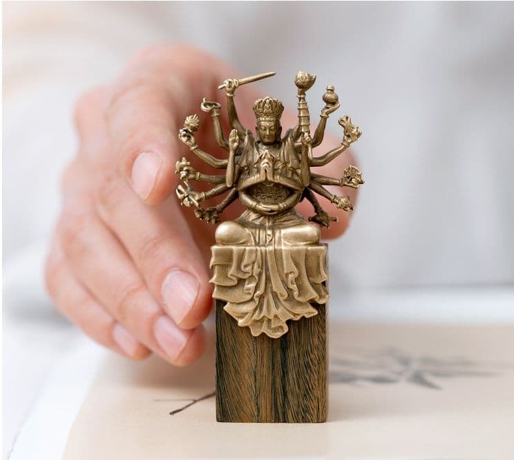 仏教美術 仏像 小仏像 準提菩薩 準提仏母仏像 銅製品 工芸品 置物