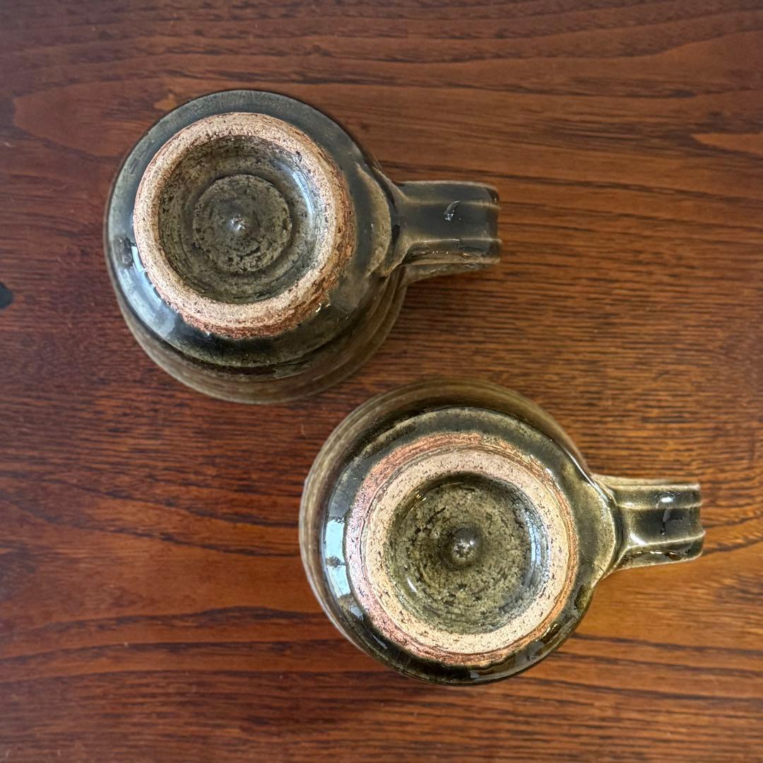 SNT1116 織部焼 カップ ソーサー 2客ペアセット 伝統工芸品