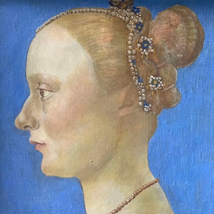 肖像画　テンペラ画　女性の横顔