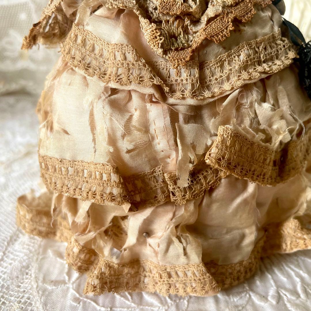 シャビーなチャイナヘッドドール　ピンクッション　陶器人形　フランスアンティーク