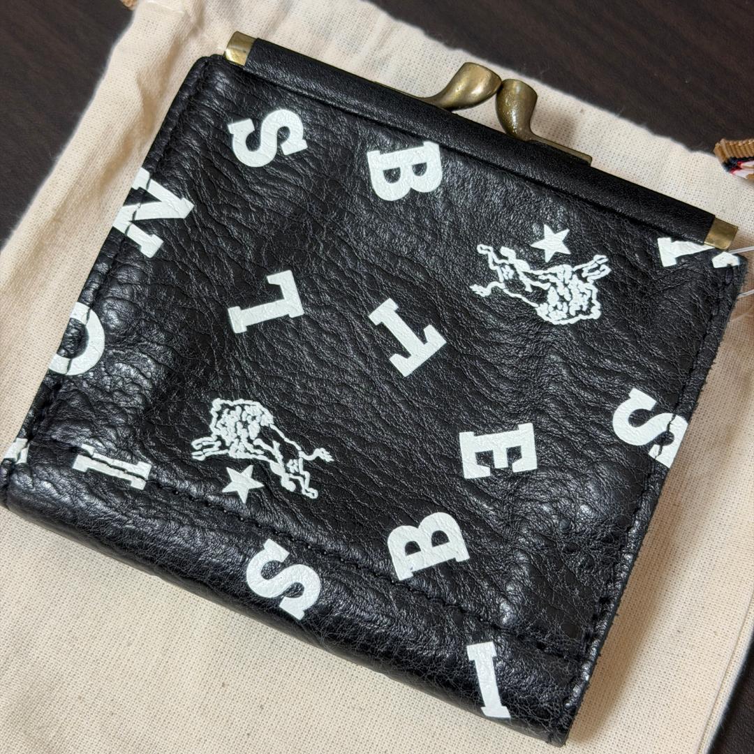 【新品未使用】イルビゾンテ 二つ折り 財布 がま口 ロゴ ブラック系