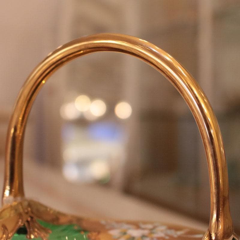 ムラーノガラス 金彩バスケット 24K装飾 イタリア製 緑 223-249