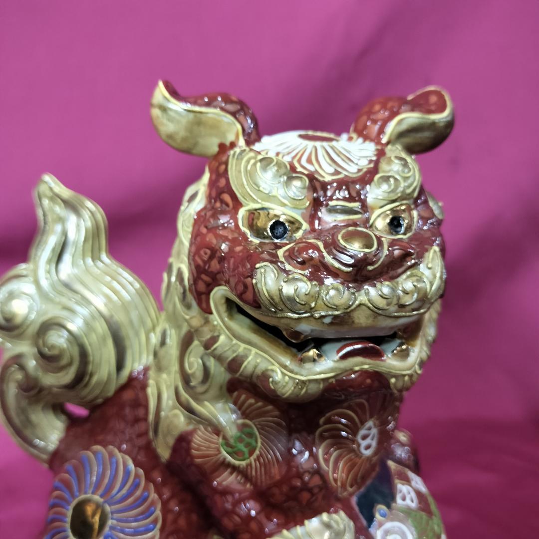 九谷焼　夫婦獅子 対獅子