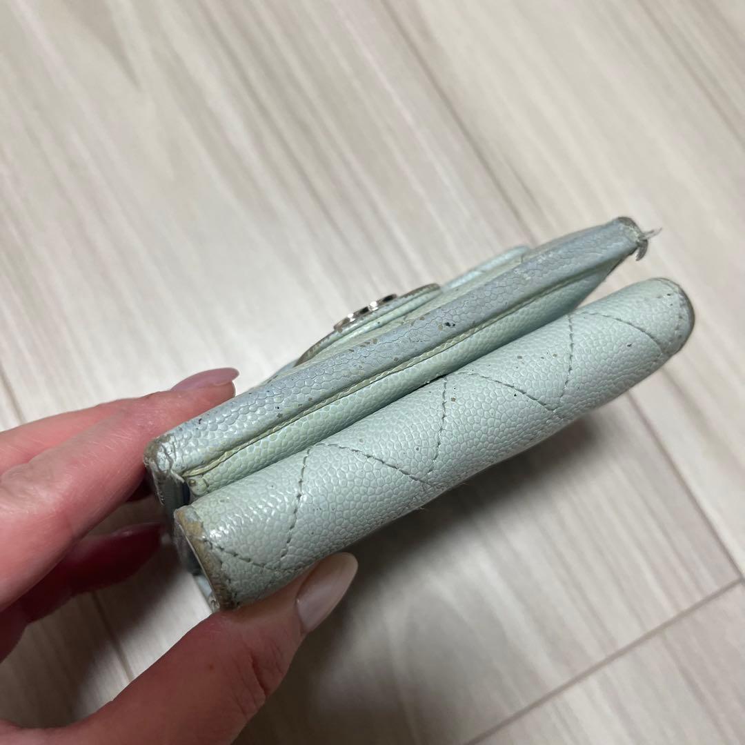 最終値下げ！CHANEL 三つ折り財布 ライトブルー
