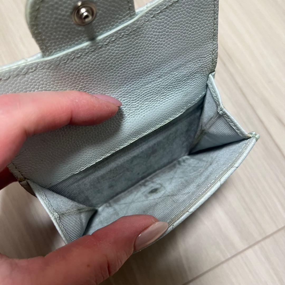最終値下げ！CHANEL 三つ折り財布 ライトブルー