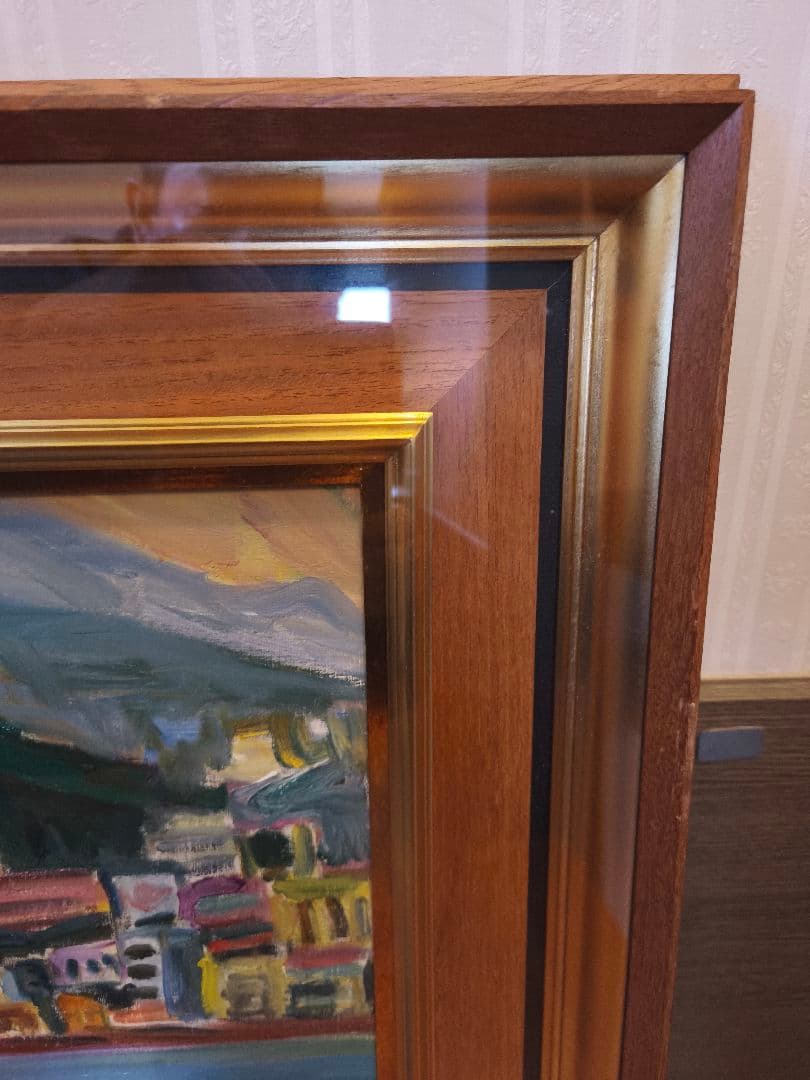 【油彩】村田省蔵 芸術院会員 「閑日」 港町 風景 額装 8号